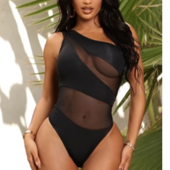 NWT fashion nova summer shadows cutout black one piece swimsuit XL beach - Picture 1 of 3